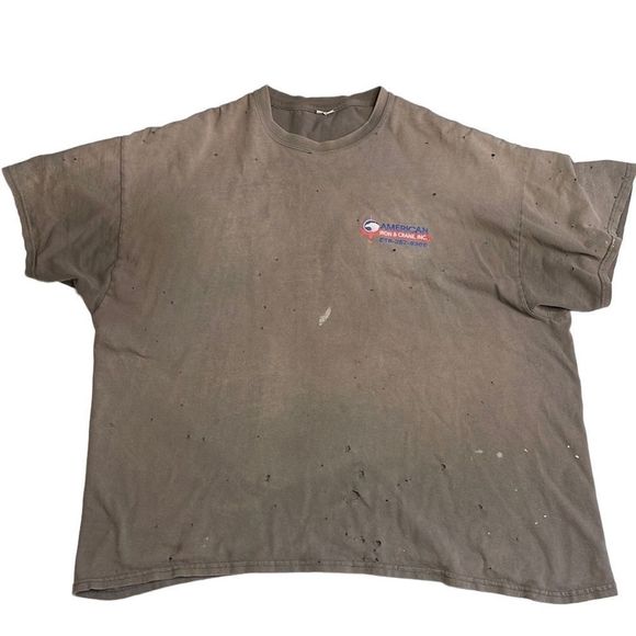 Vintage Other - Vintage Thrashed American Iron & Crane T-shirt 2XL
